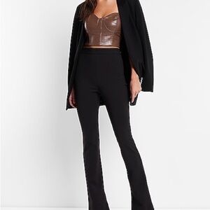 Express High Waisted Columnist Skyscraper Pull On Pants Womens Size Medium Black
